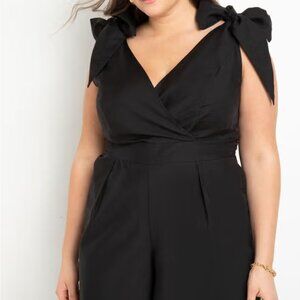 ELOQUII - Tie Strap Wide Leg Jumpsuit - Black - Size 18